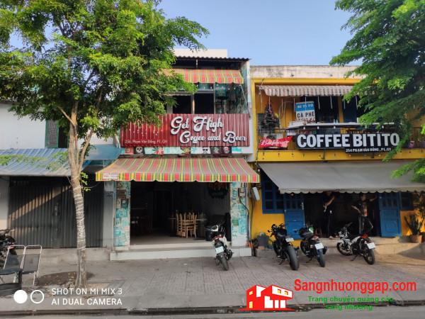 Sang nhanh quán cafe mặt tiền đường Phạm Văn Đồng, phía sau quán có hẻm thông ra Lê Quang Định, quận Gò Vấp. 