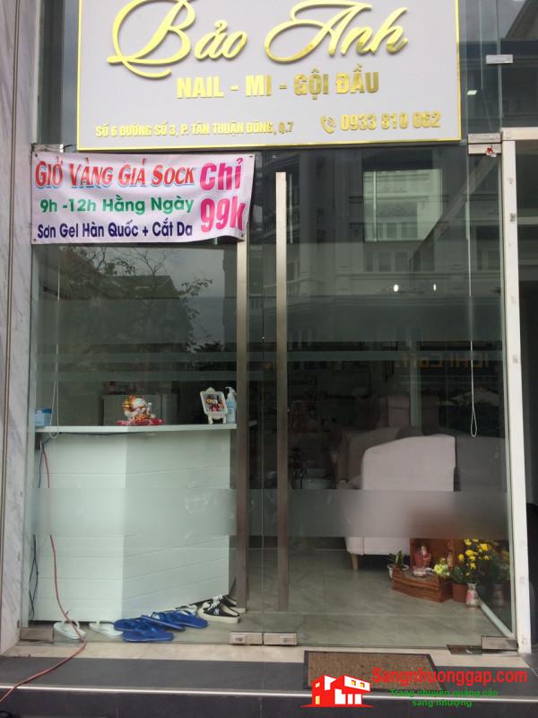Cần sang nhượng tiệm Nail - Mi - Gội đầu mặt tiền đường số 3, phường Tân Thuận Đông, quận 7.  