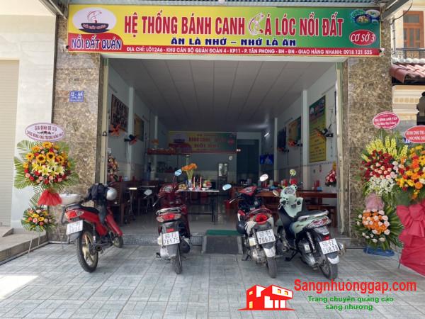 Sang nhượng cửa hàng bánh canh cá lóc nồi đất nằm khu dân cư đông, trung tâm thành phố Biên Hoà.